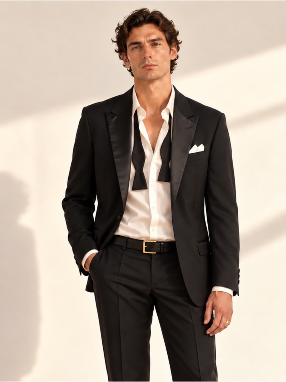 Yves Saint Laurent Vintage Tuxedo Wool Blazer Satin Lapel Black Sz 44R